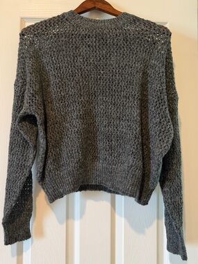 HYFVE Charcoal Gray Open-Knit Crewneck Sweater